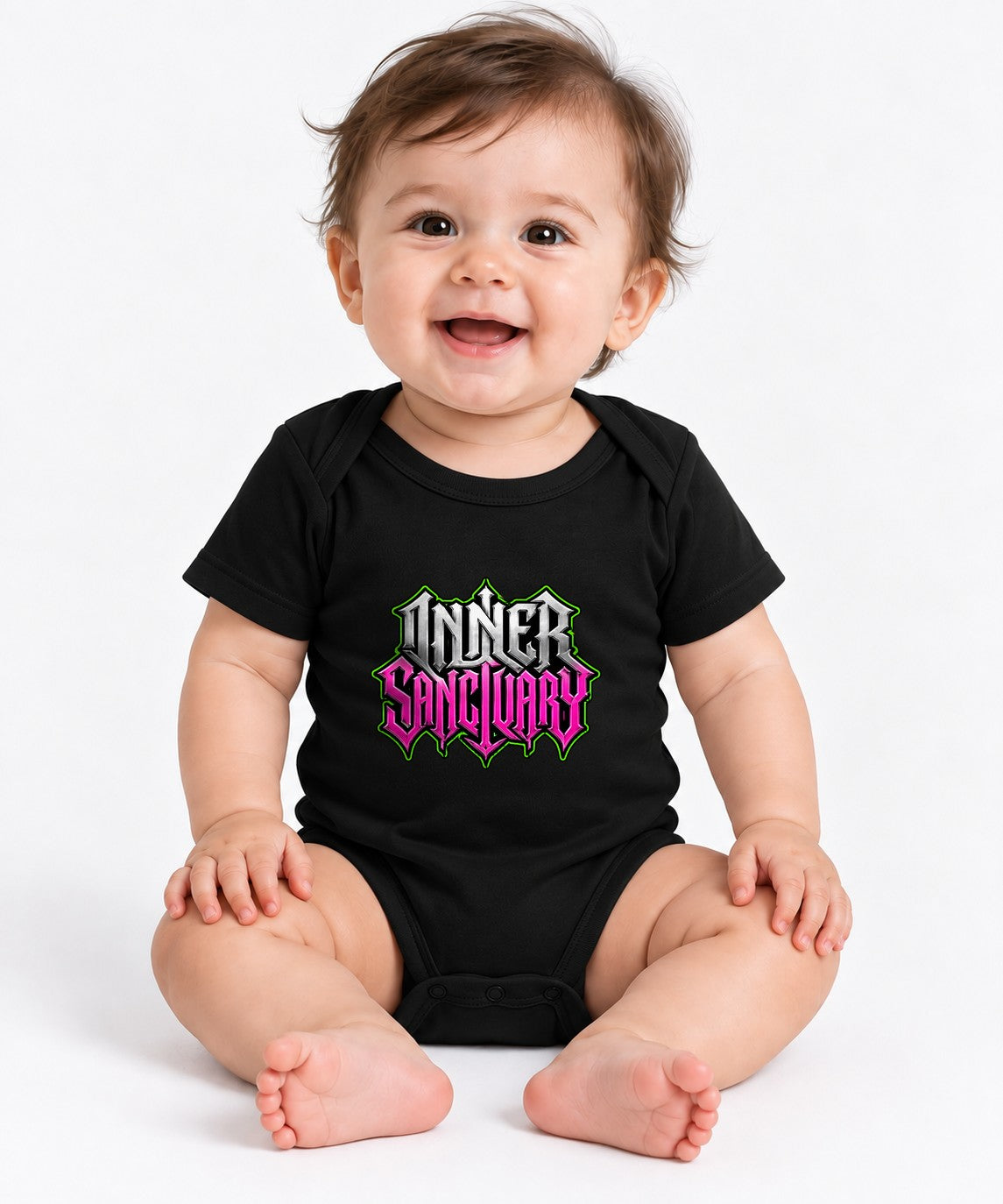 Inner Sanctuary Gothic Metal Typography Shirt - Bold Statement Tee - Black