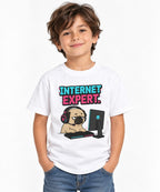 Internet Expert Pug Gamer T-Shirt - Funny Meme Graphic Tee - White