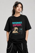 Internet Expert Pug Gamer T-Shirt - Funny Meme Graphic Tee - Black