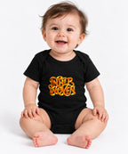 Interwoven Graffiti Typography Tee - Bold Orange Street Art Style - Black