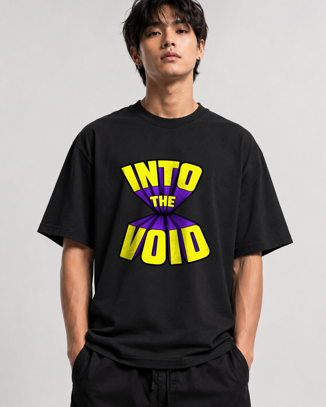 Into The Void Graphic Tee - Retro Comic Book Style Shirt - Black