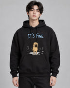 It's Fine Funny Pug In Rain Storm Sa - Black