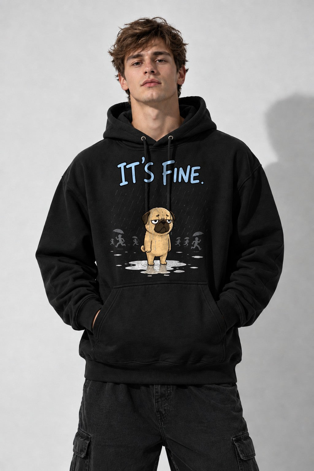 It's Fine Pug - Black