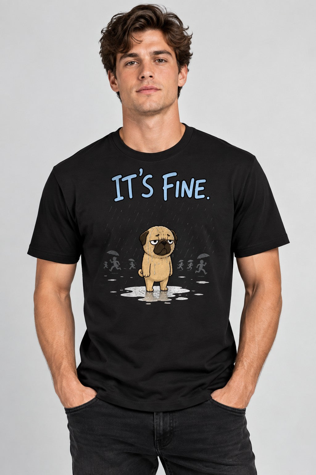 It's Fine Pug - Black
