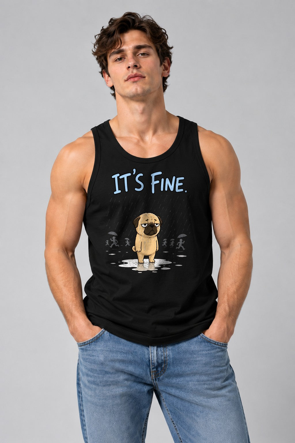 It's Fine Pug - Black