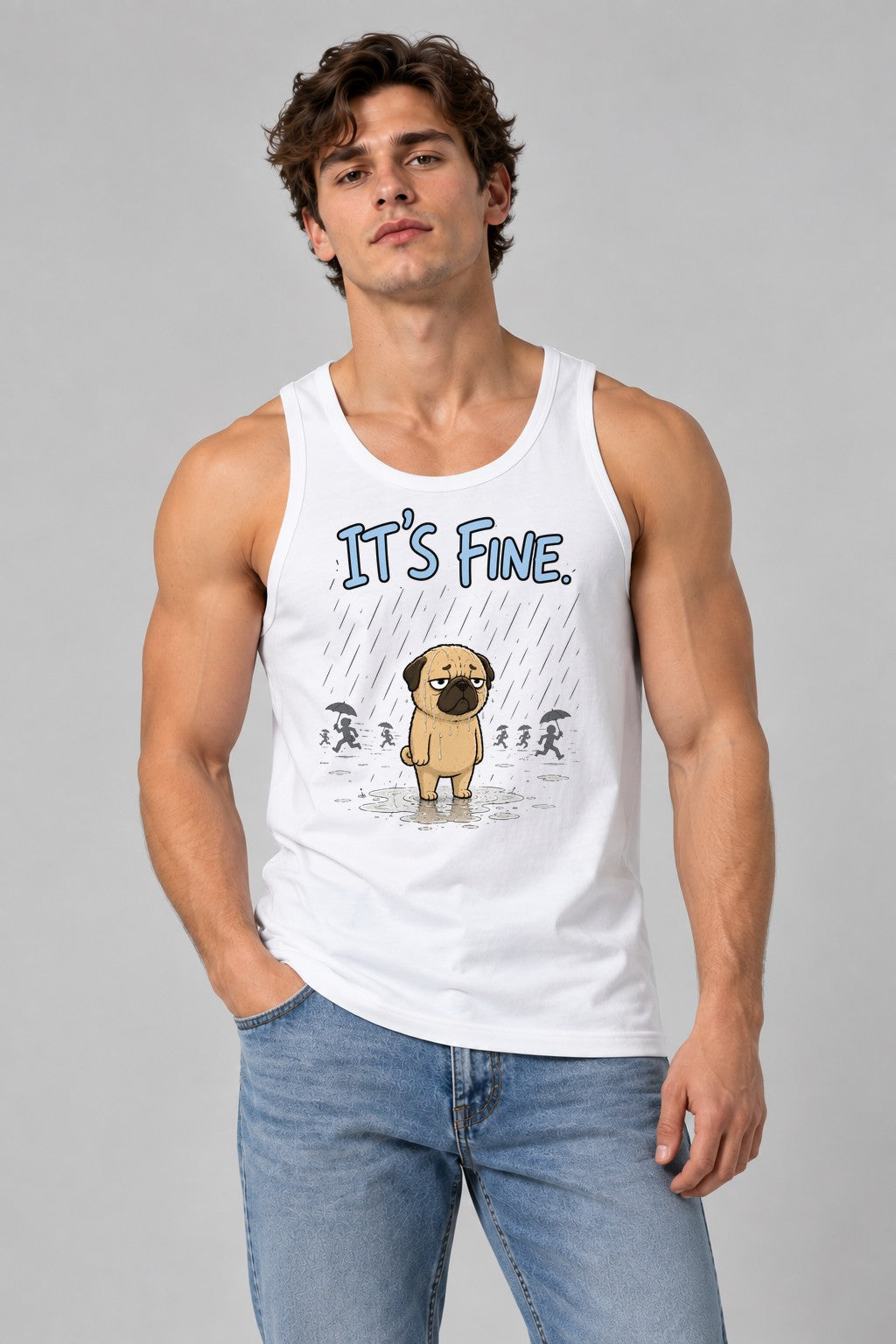It's Fine Pug - White