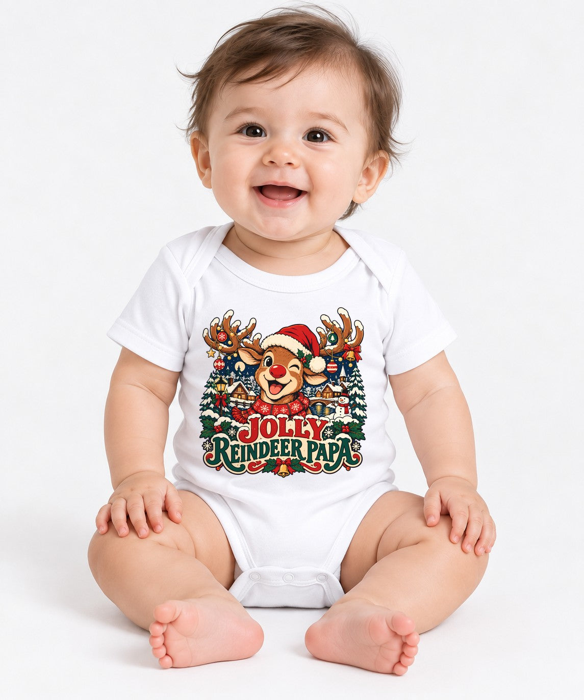Jolly Reindeer Papa - White