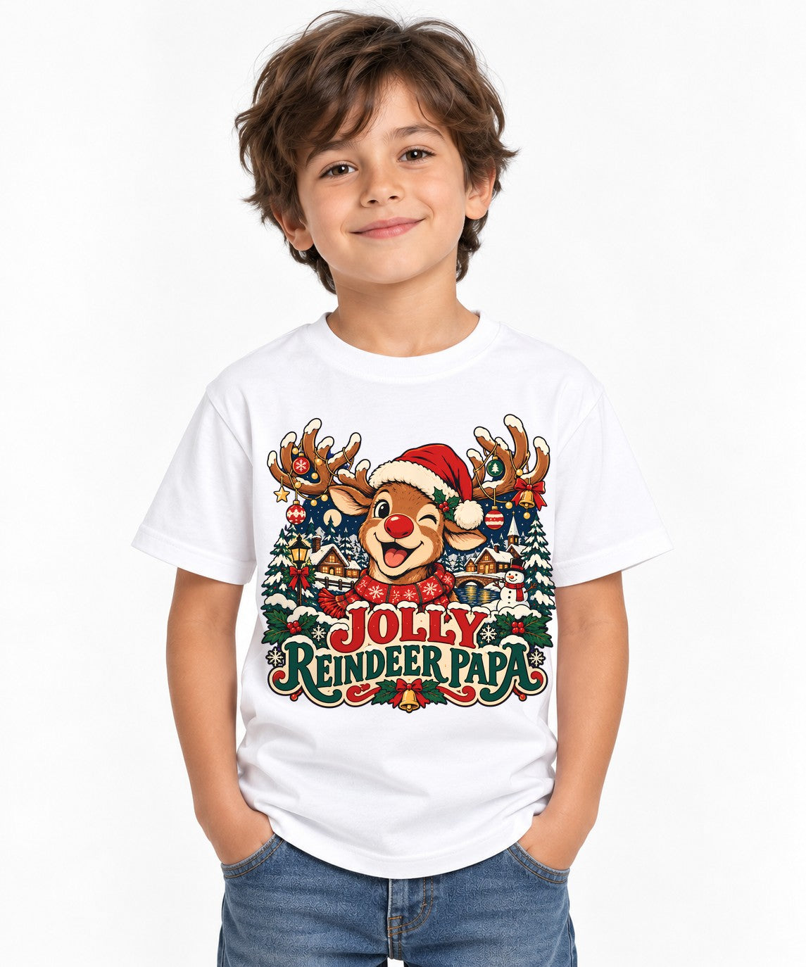 Jolly Reindeer Papa - White
