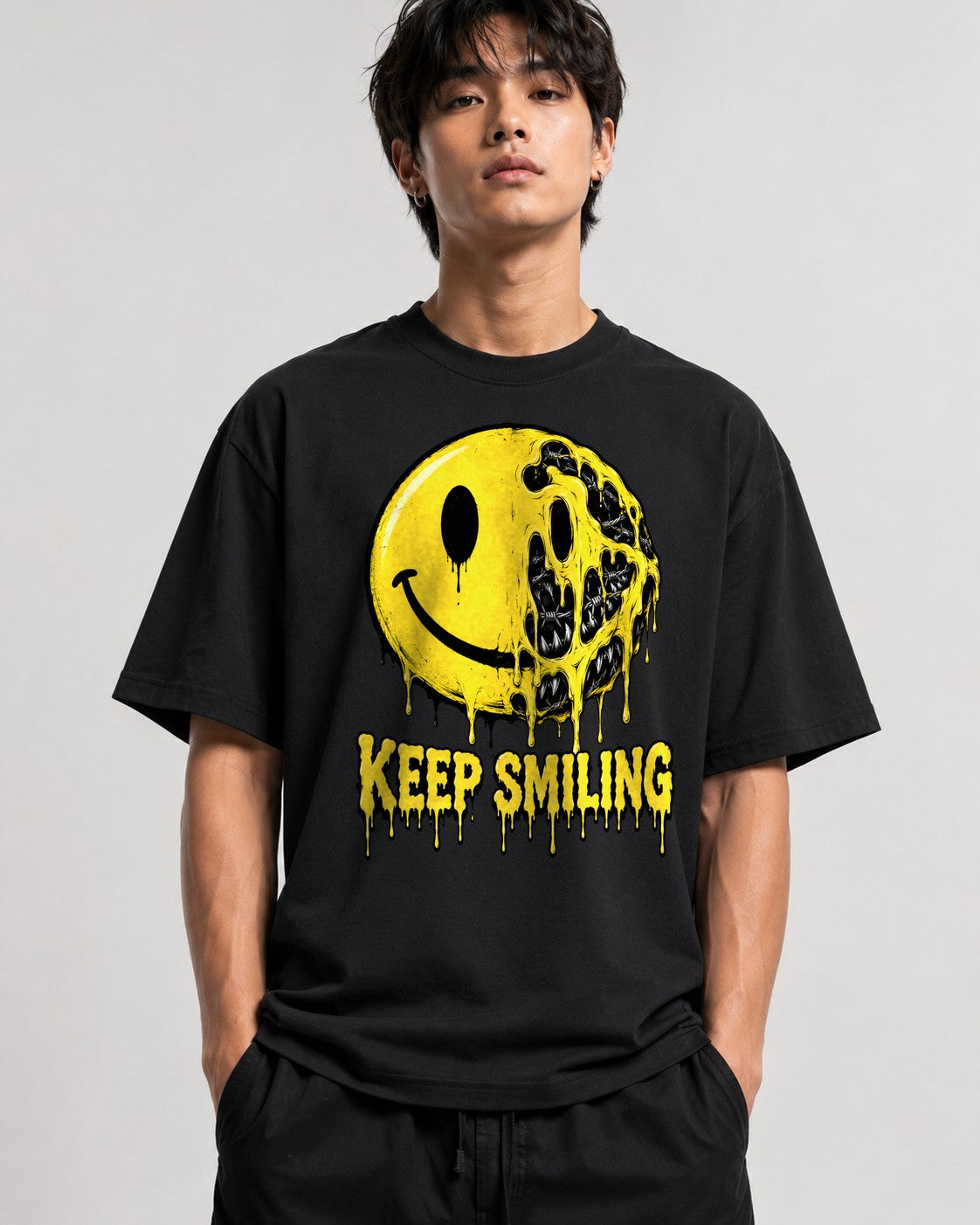 Keep Smiling Melting Face - Black