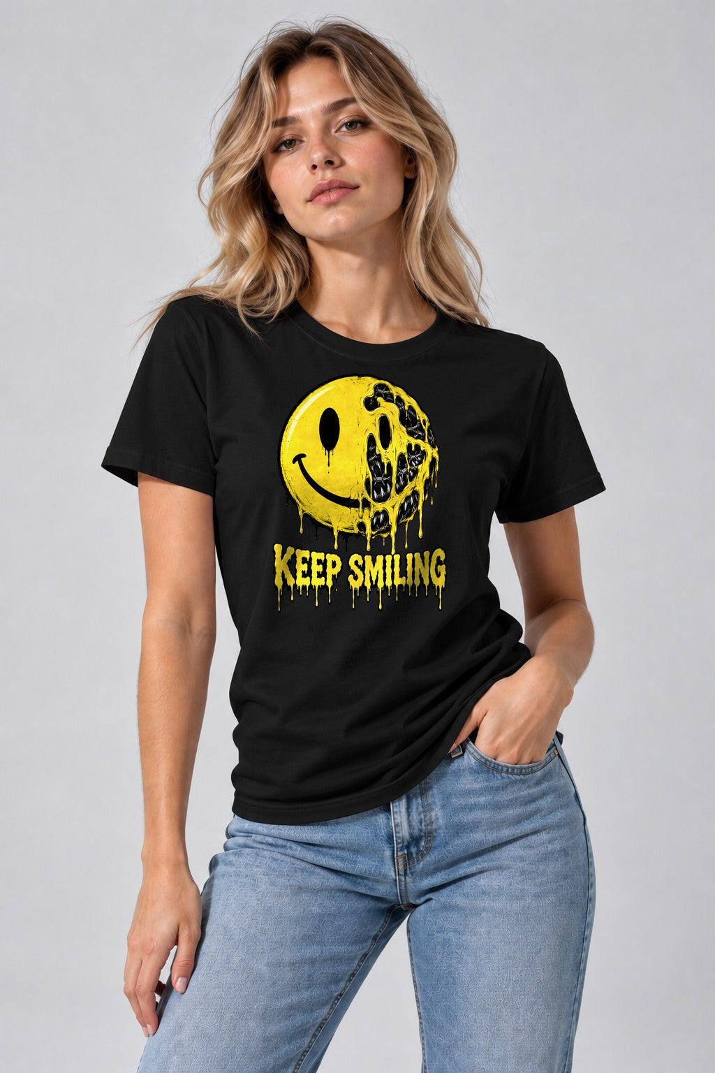 Keep Smiling Melting Face - Black