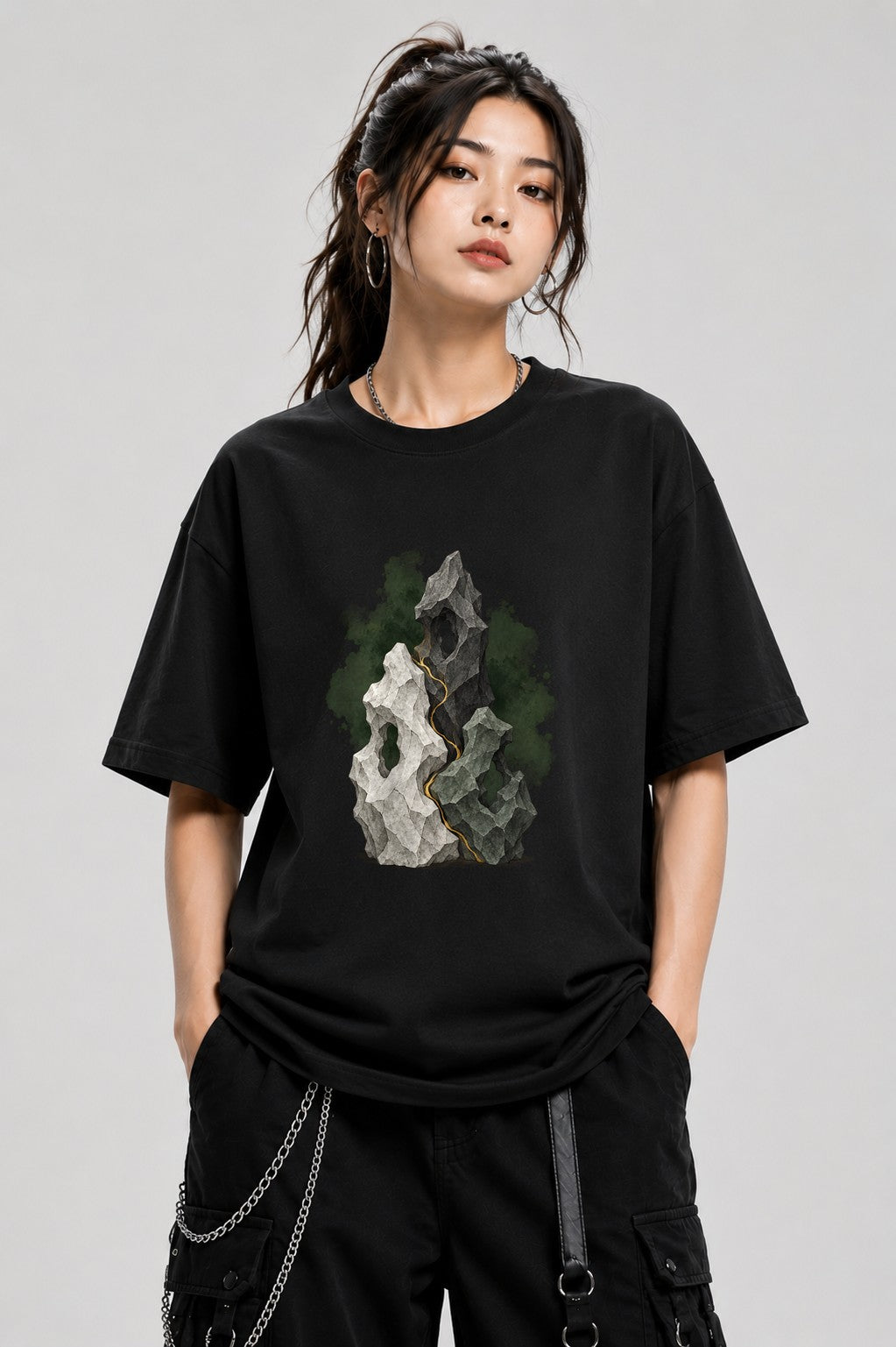Kintsugi Stone Sculpture - Black