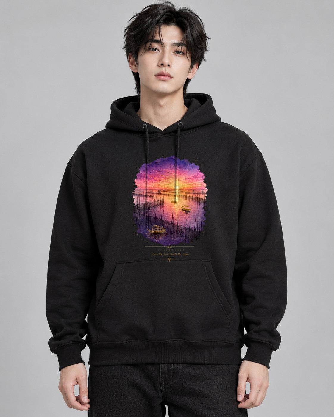 Lagoon Sunset Waters - Black