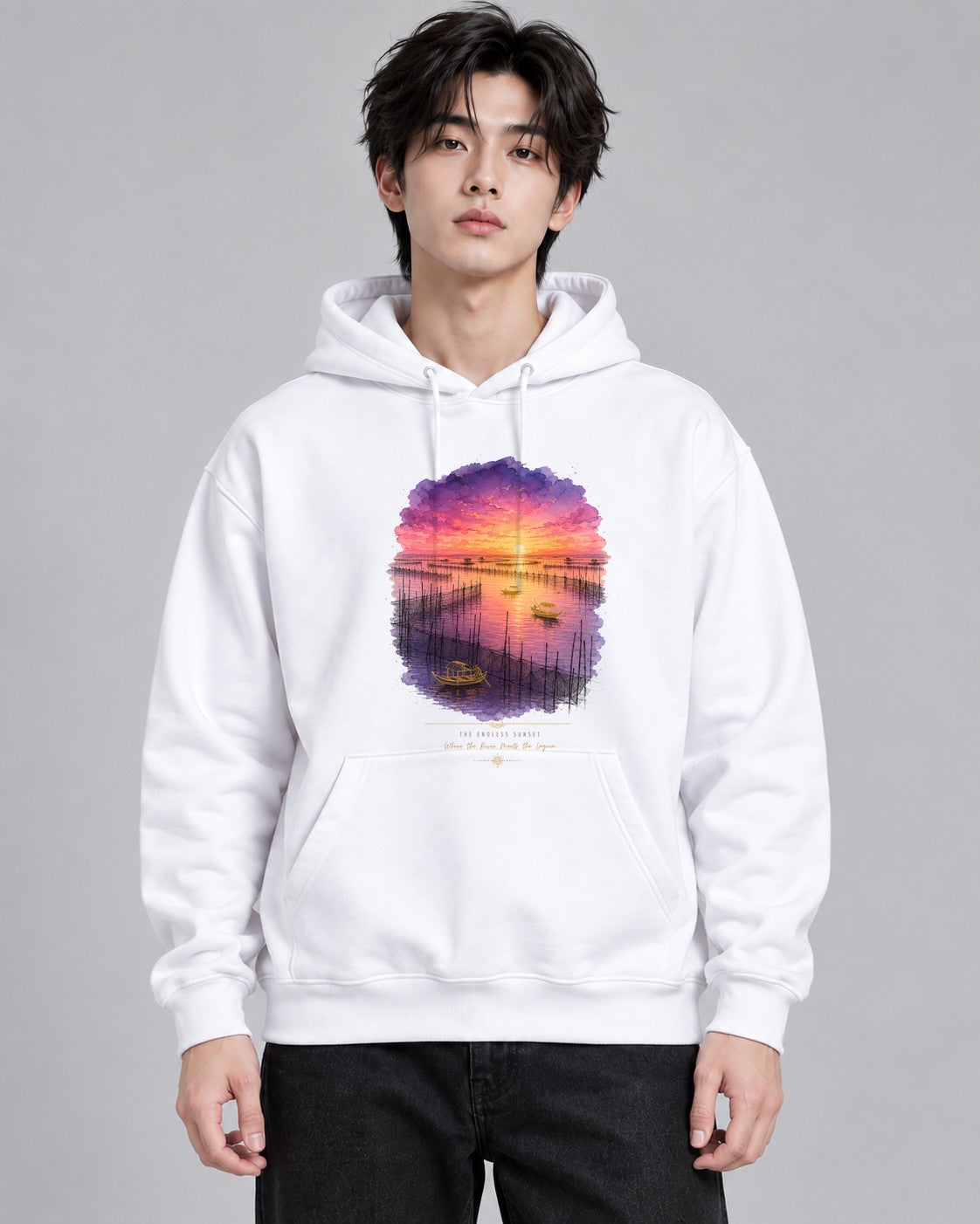 Lagoon Sunset Waters - White