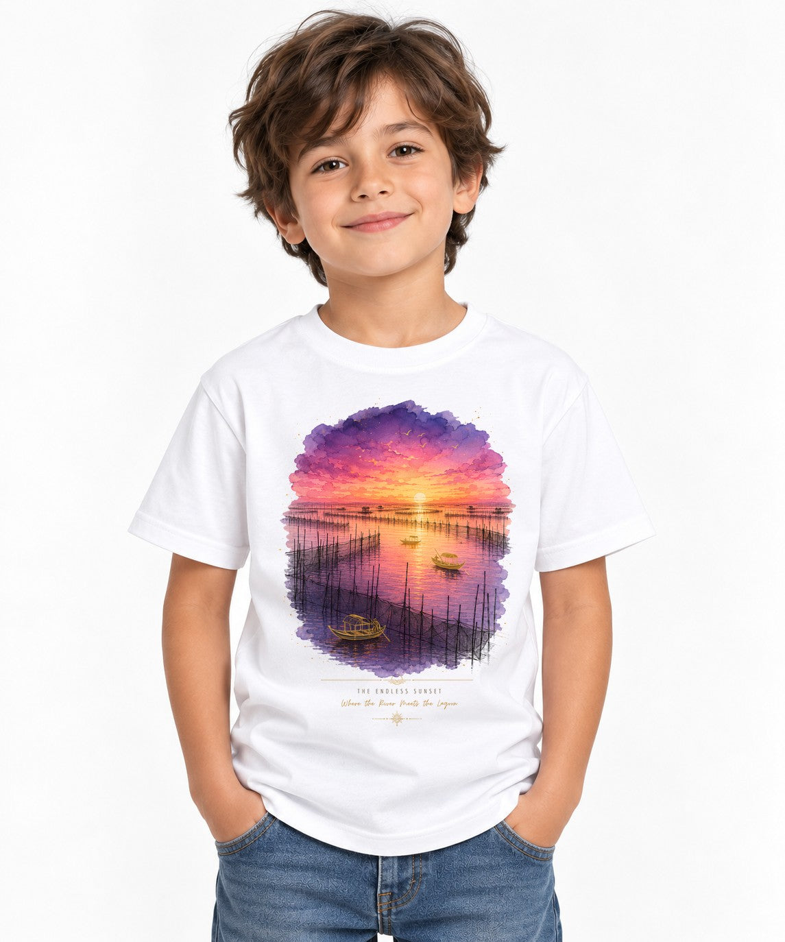 Lagoon Sunset Waters - White