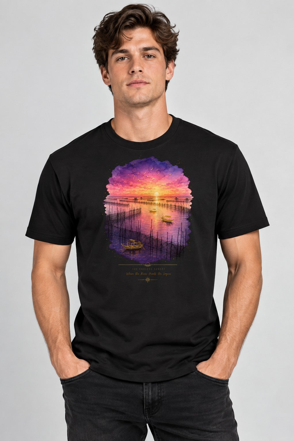 Lagoon Sunset Waters - Black