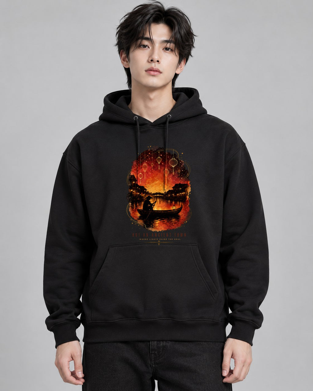 Lantern River Night - Black