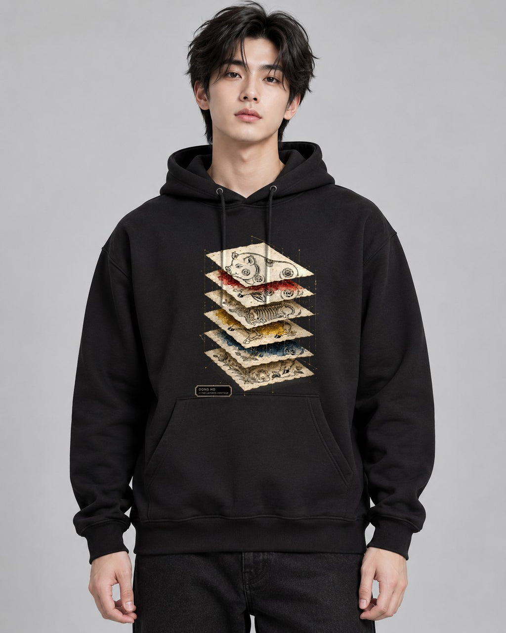 Layered Folk Pig - Black