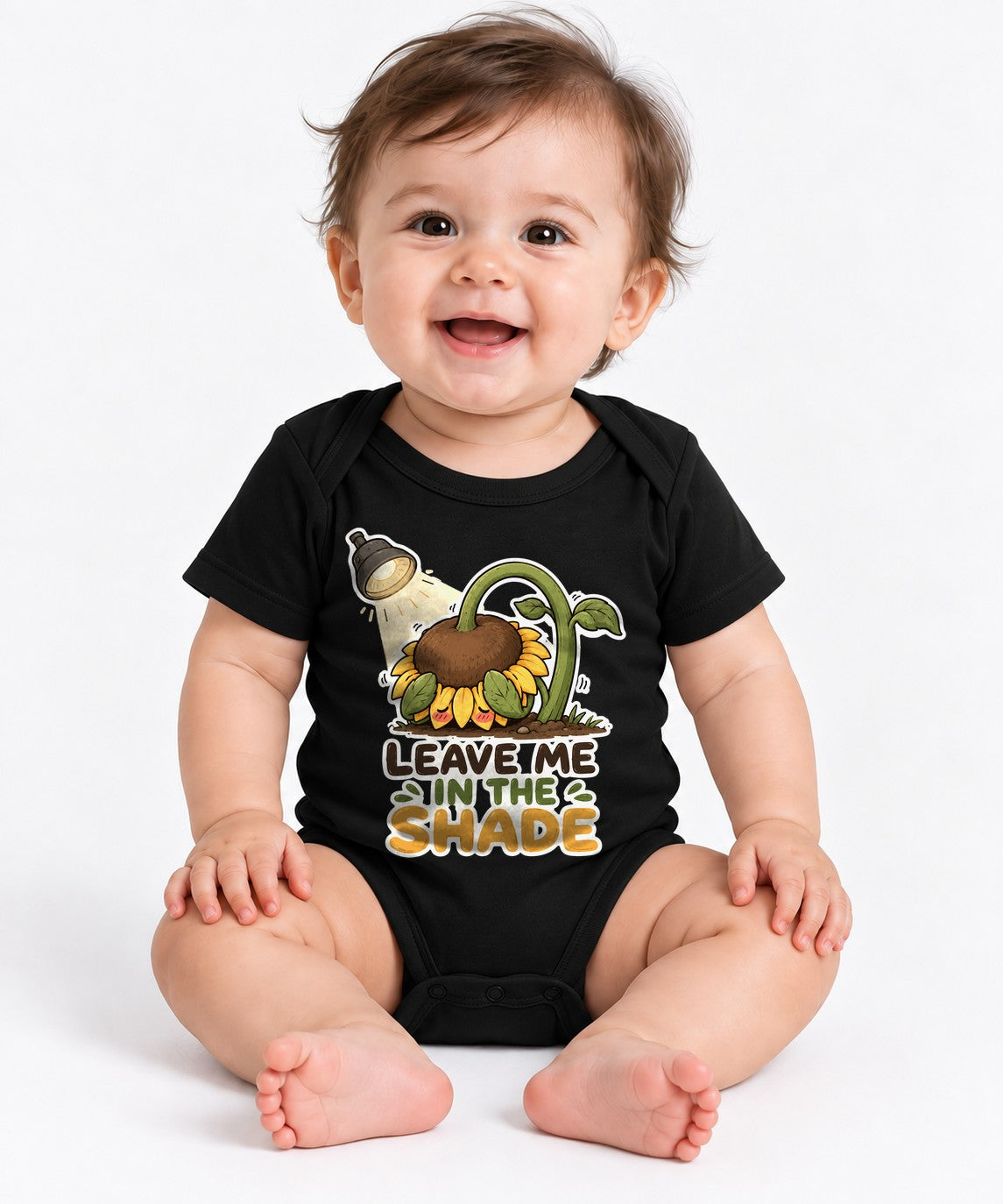 Leave Me In The Shade - Cute Shy Sunflower Introvert Graphic T-Shirt - Black
