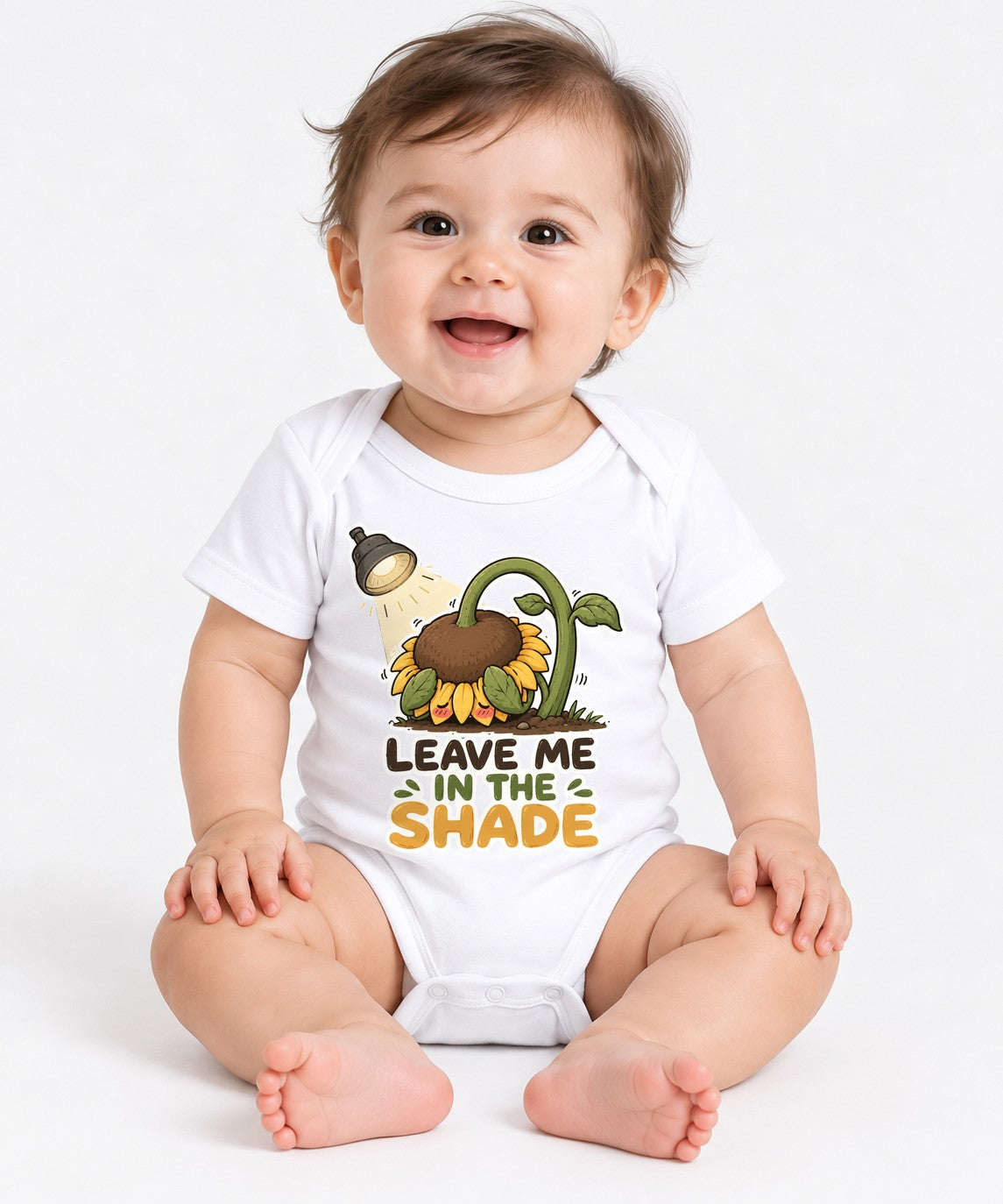 Leave Me In The Shade - Cute Shy Sunflower Introvert Graphic T-Shirt - White