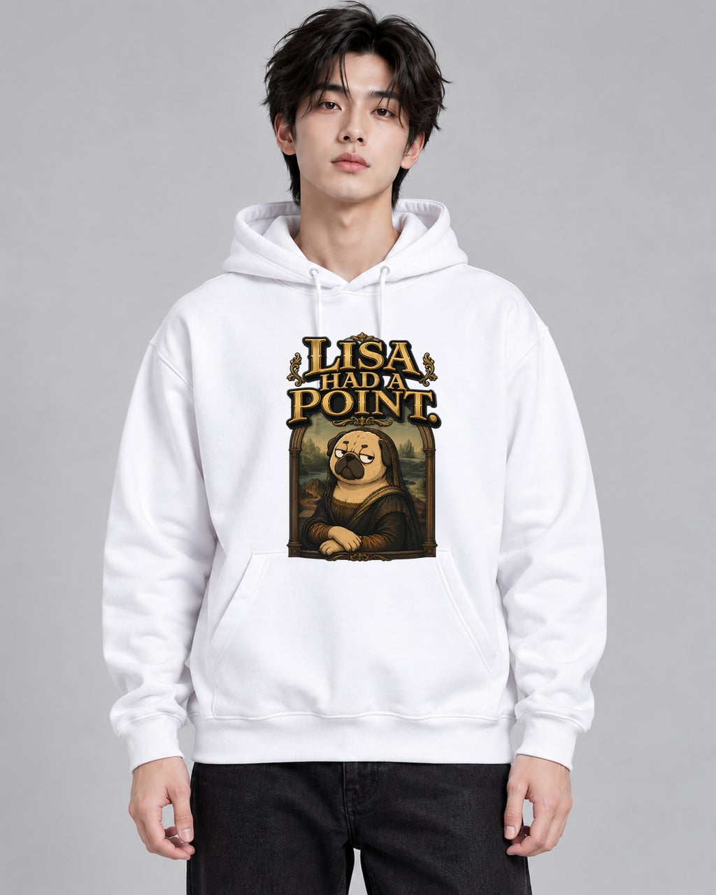 Lisa Had A Point Funny Pug Mona Lisa - White