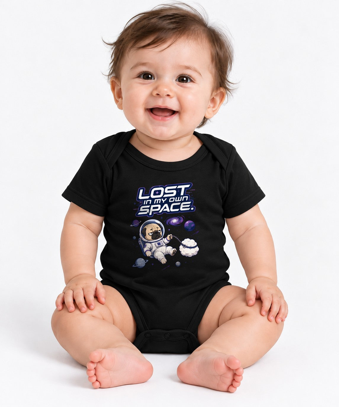 Lost In My Own Space Pug Astronaut Shirt - Funny Space Dog Tee - Black