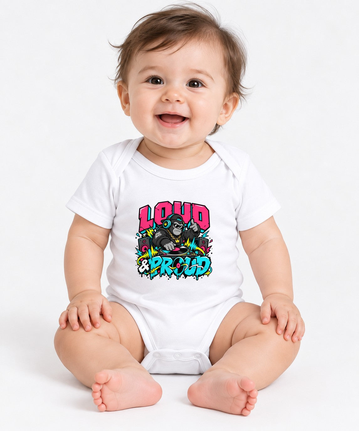 Loud and Proud DJ Gorilla Shirt - Street Art Music Graphic Tee - White