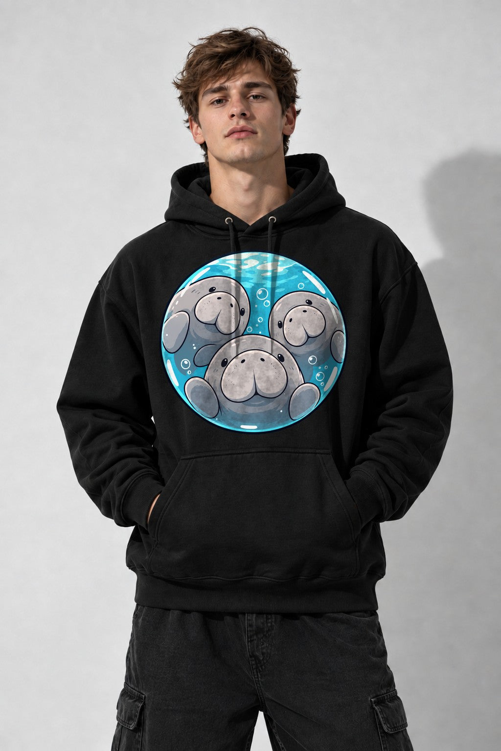 Manatee Family Circle - Black