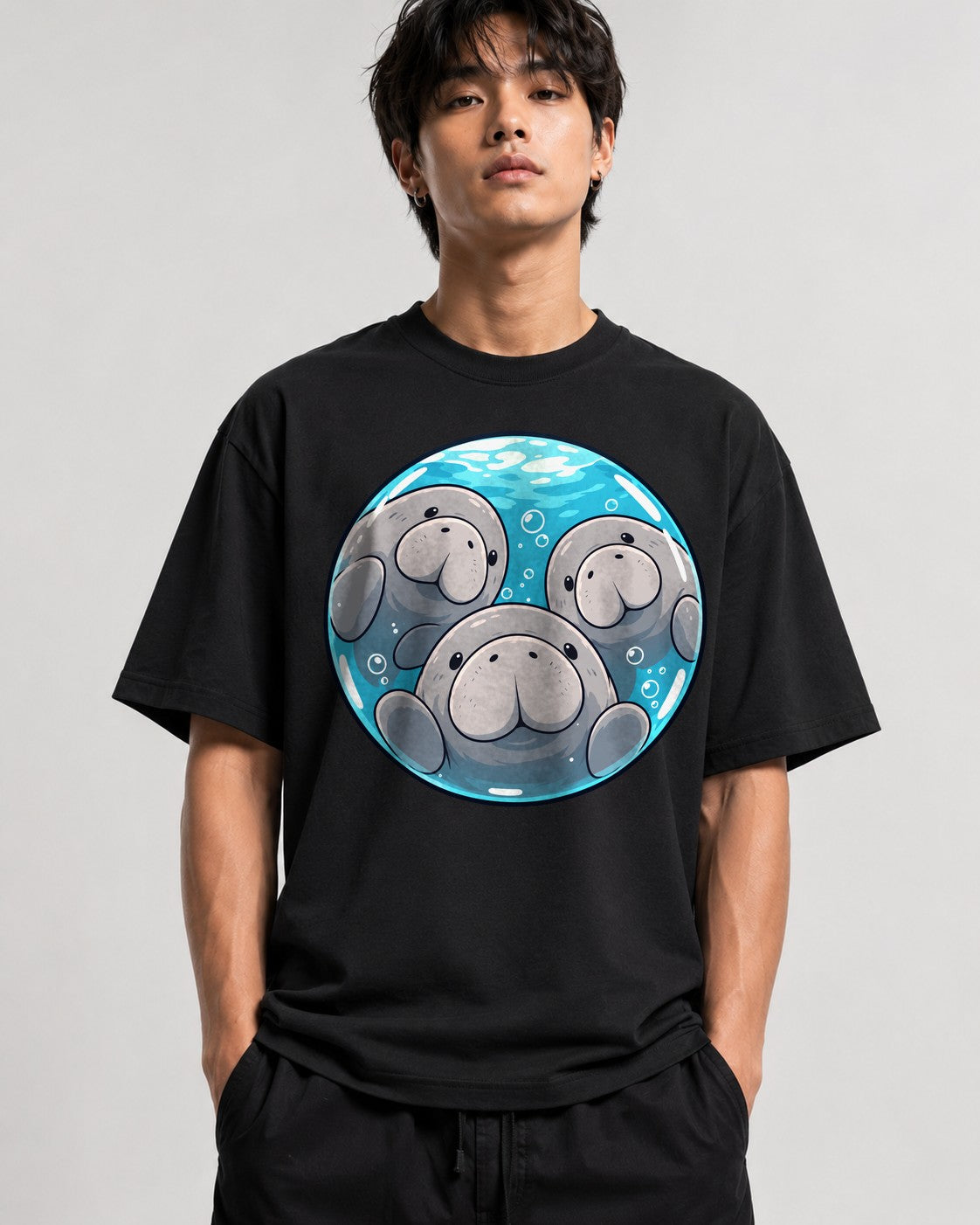 Manatee Family Circle - Black