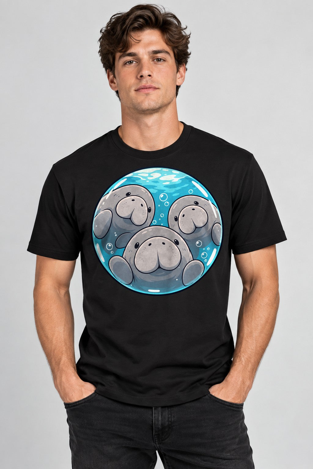 Manatee Family Circle - Black