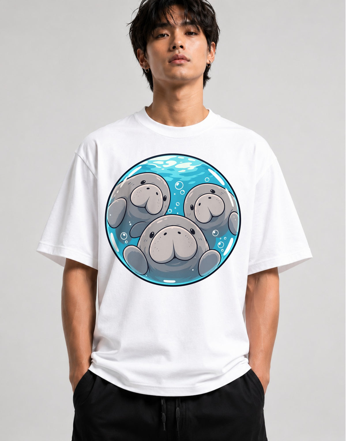 Manatee Family Circle - White