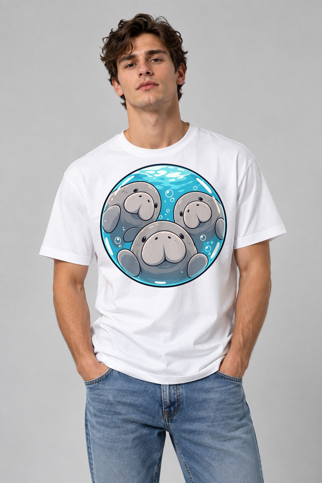 Manatee Family Circle - White