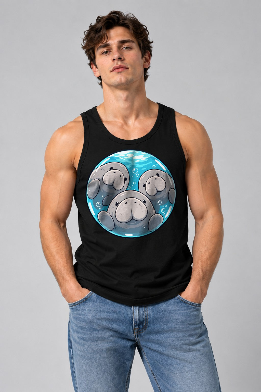 Manatee Family Circle - Black