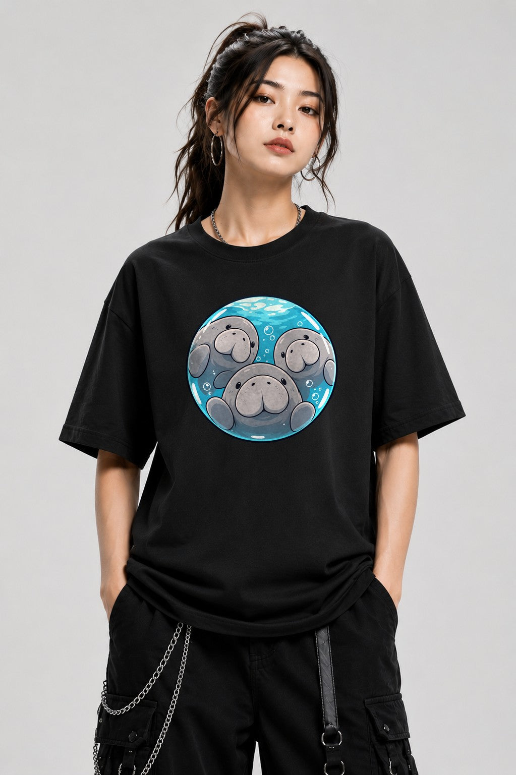 Manatee Family Circle - Black