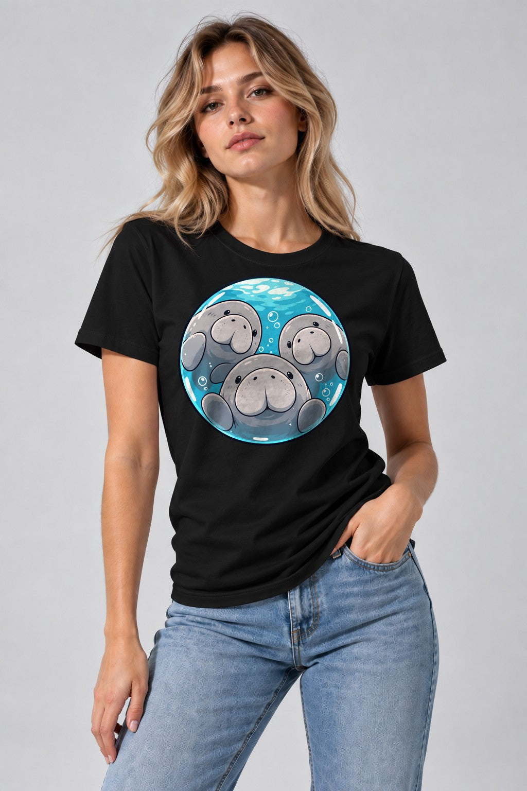 Manatee Family Circle - Black