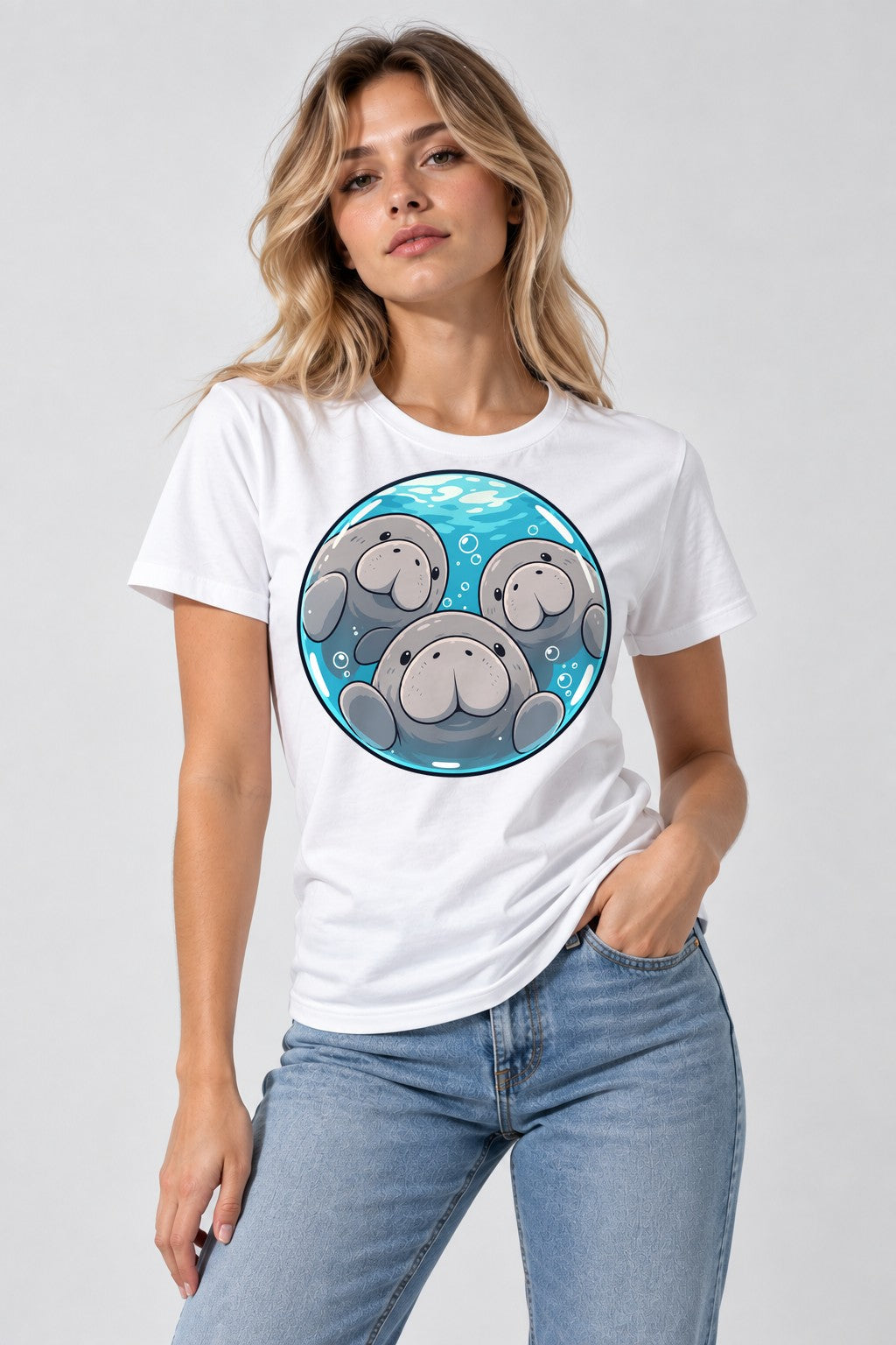 Manatee Family Circle - White