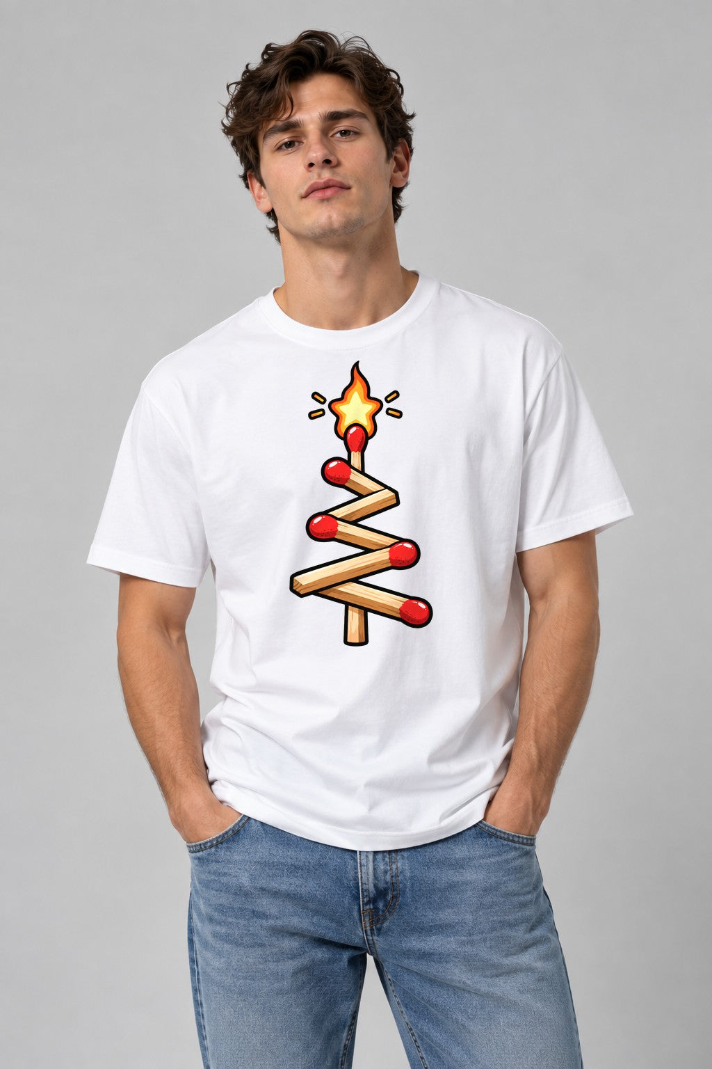 Matchstick Christmas Tree - White