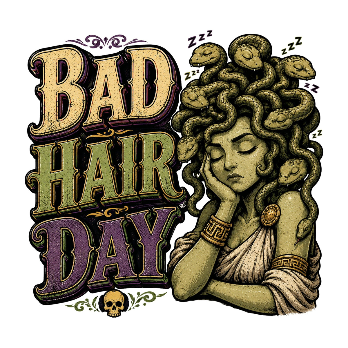 Medusa Bad Hair Day Greek Mythology Humor