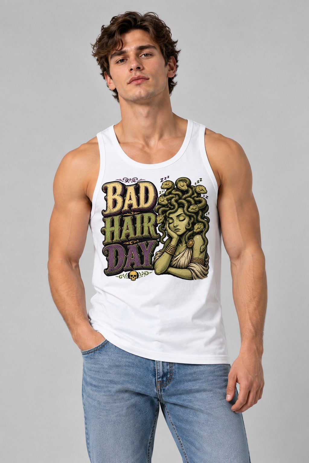 Medusa Bad Hair Day Greek Mythology Humor - White