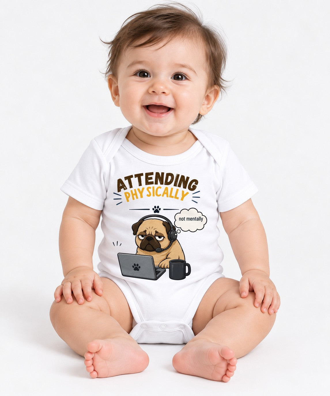 Meeting Mode You Are Muted Good Funny Pug Work From Home Dog - White
