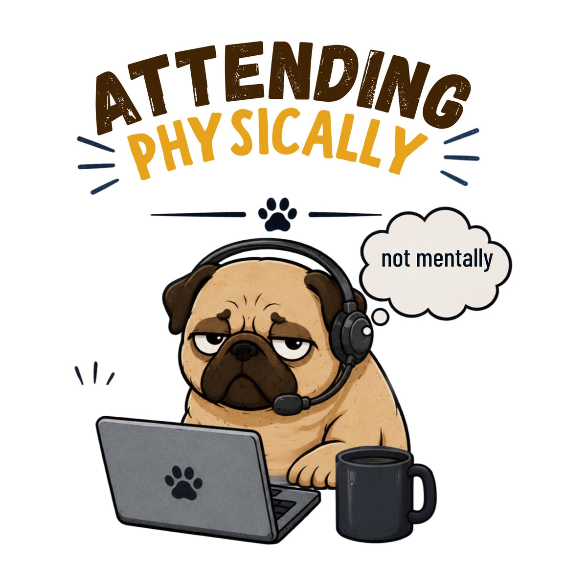 Meeting Mode You Are Muted Good Funny Pug Work From Home Dog
