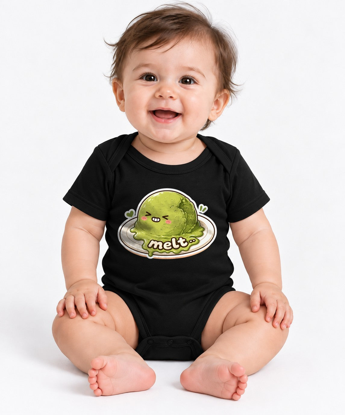 Melt - Cute Melting Matcha Ice Cream Summer Humor Graphic T-Shirt - Black
