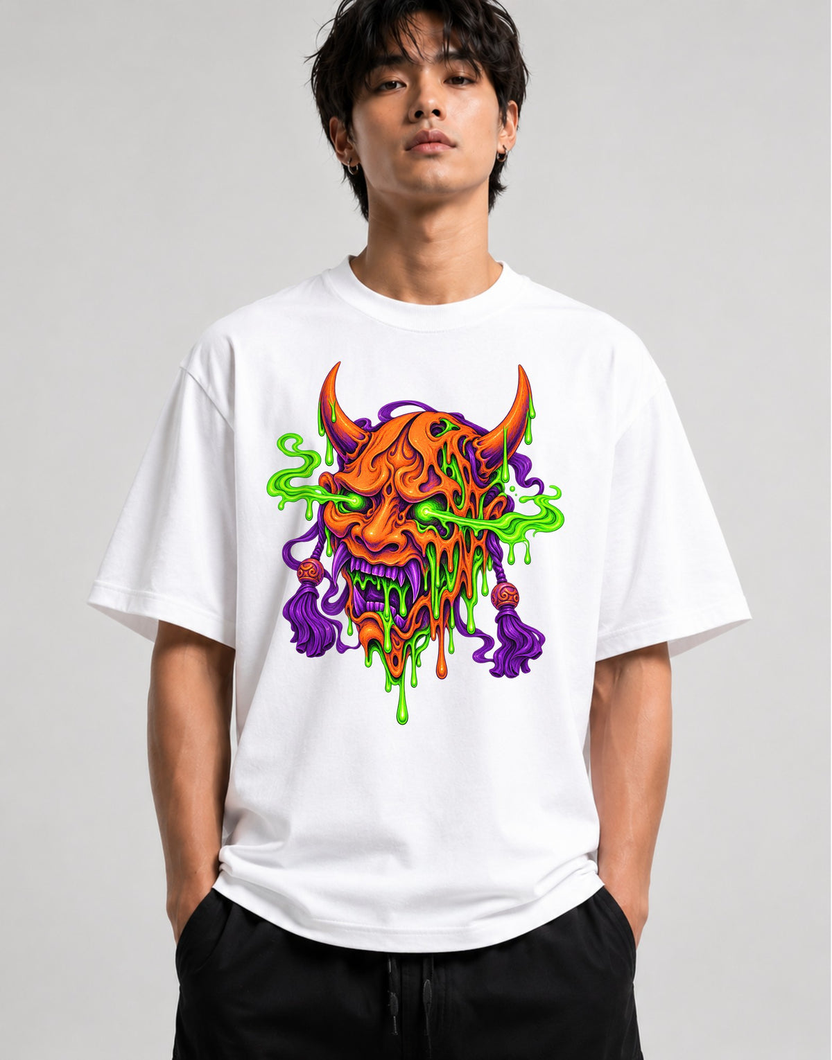 Melting Demon Skull - White