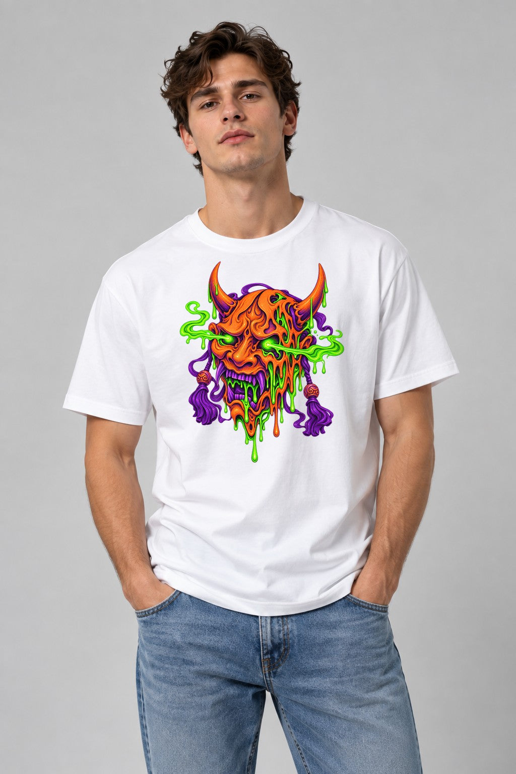 Melting Demon Skull - White