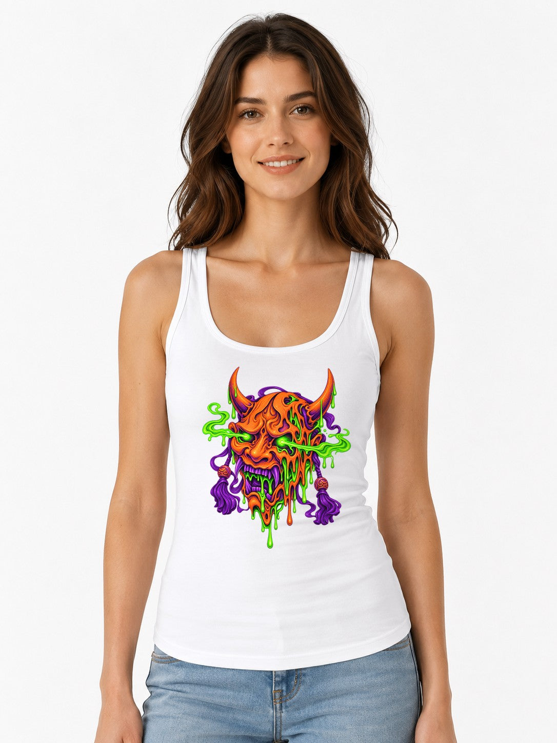 Melting Demon Skull - White