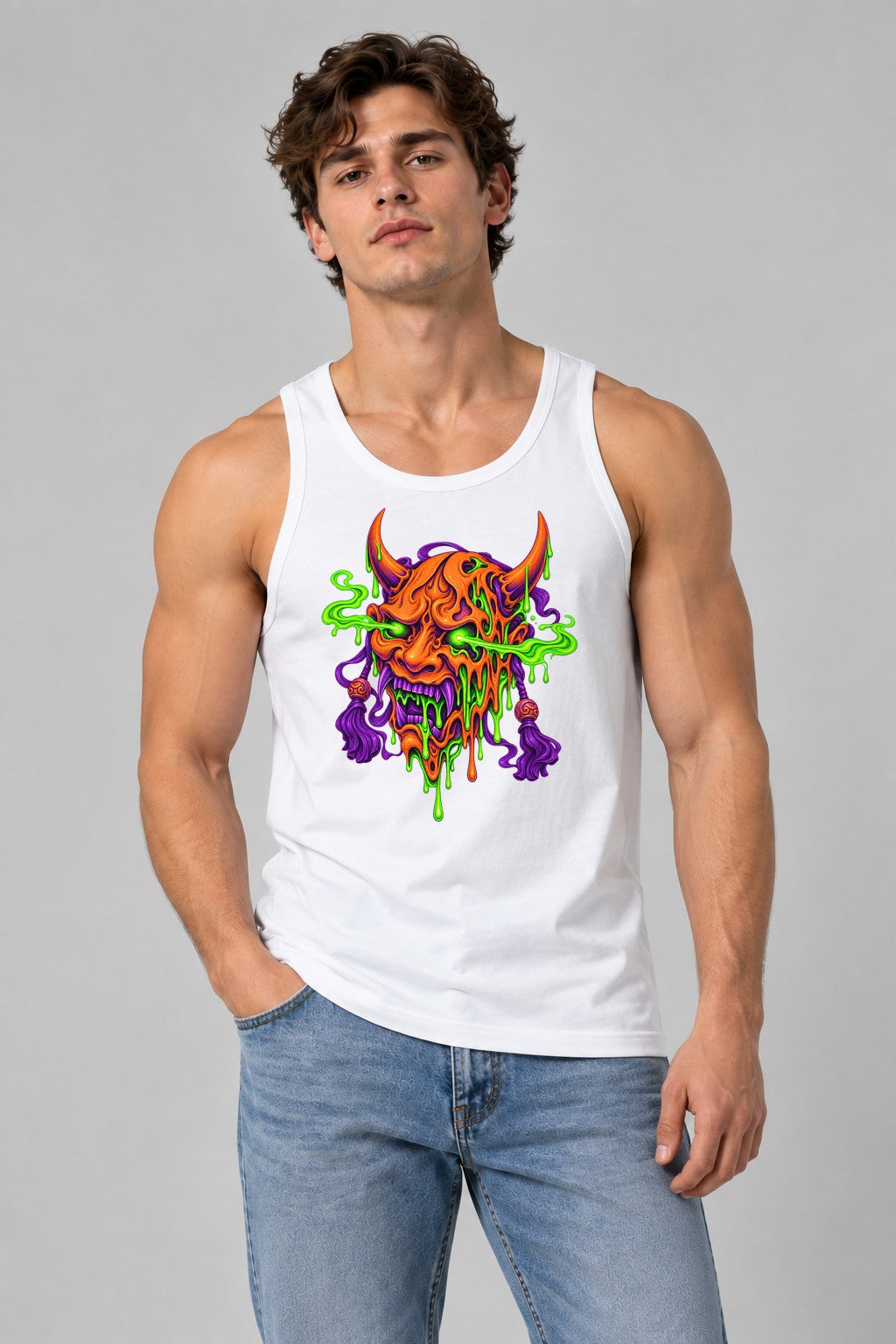 Melting Demon Skull - White