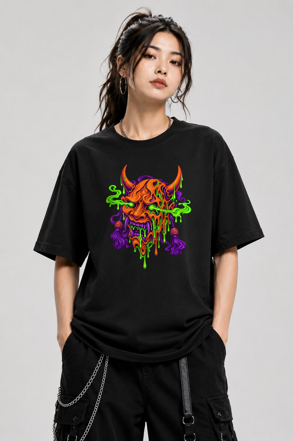 Melting Demon Skull - Black