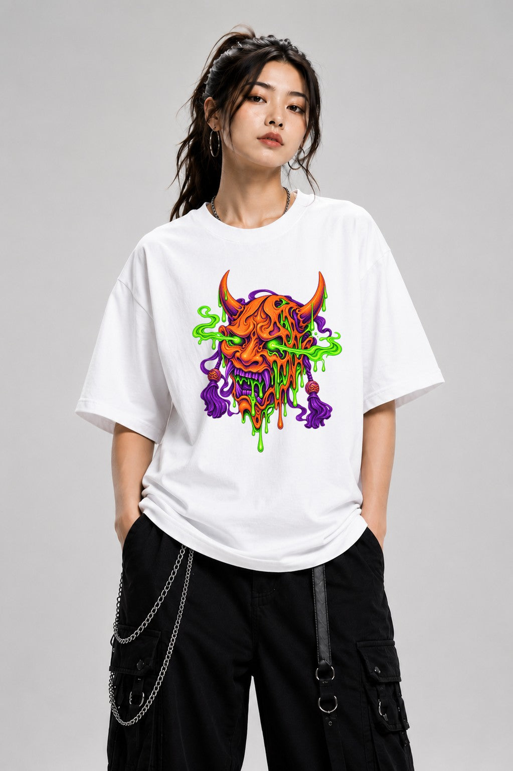 Melting Demon Skull - White