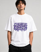 Mercury Rising Liquid Metal Typography Graphic Tee - White