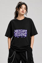 Mercury Rising Liquid Metal Typography Graphic Tee - Black