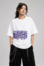 Mercury Rising Liquid Metal Typography Graphic Tee - White